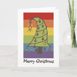 Rainbow Pride Whimsical Julgran Helgkort