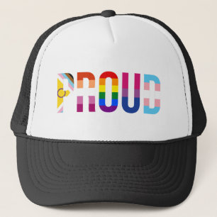 Rainbow-Pridet "Proud": LGBTQ Flagga Färg Letterin Keps