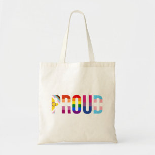 Rainbow-Pridet "Proud": LGBTQ Flagga Färg Letterin Tygkasse