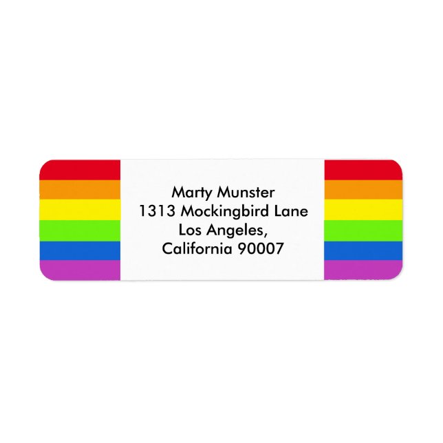 RAINBOW-pridets returadressetikett, Gay pride LGBT Returadress Etikett (Framsidan)