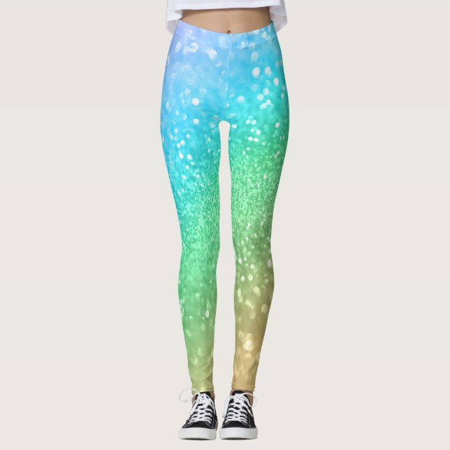 Rainbow Princess Glitter #1a (Faux Glitter) #shiny Leggings (Framsida)