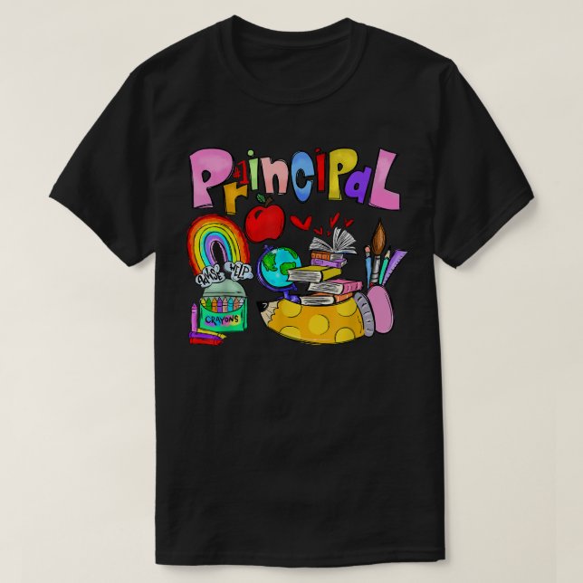 Rainbow Principal Funny School Principal I Day  T Shirt (Design framsida)