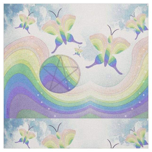 Rainbow Prism Butterfly Pentacle Tyg (Provkarta)
