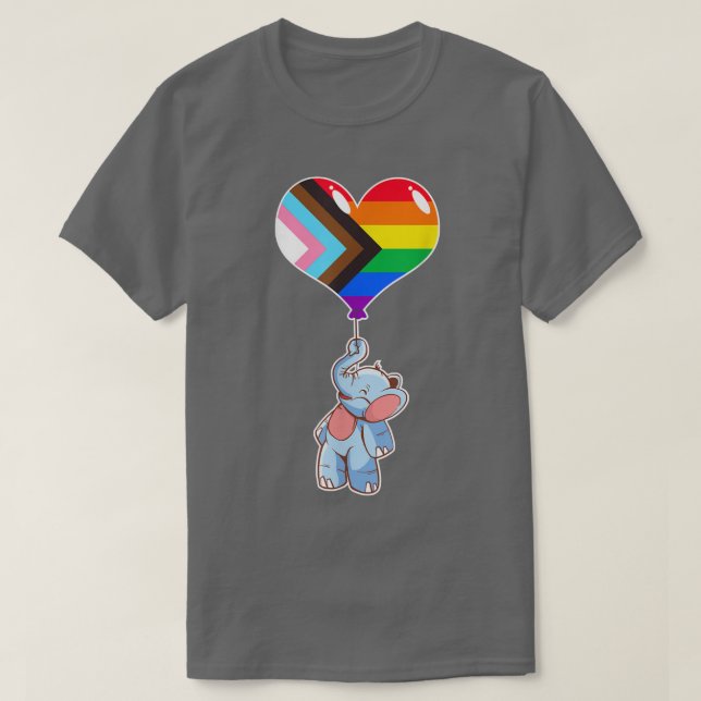 Rainbow Progress Elephant Seual Identity Nonbina T Shirt (Design framsida)