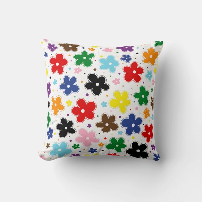 Rainbow Progress Pride Flagga Flowers Doodle Quasa Kudde (Framsida)