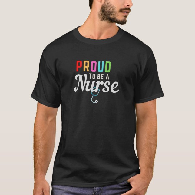 Rainbow Proud Nurse LGBT Gay Pride T Shirt (Framsida)