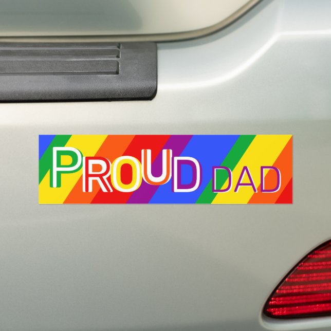 Rainbow Proud Pappa Bumper Sticker Bildekal (På Bil)