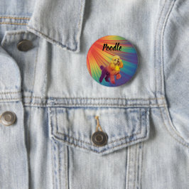 Rainbow Psychedelic Colorful Pet Poodle Button Knapp