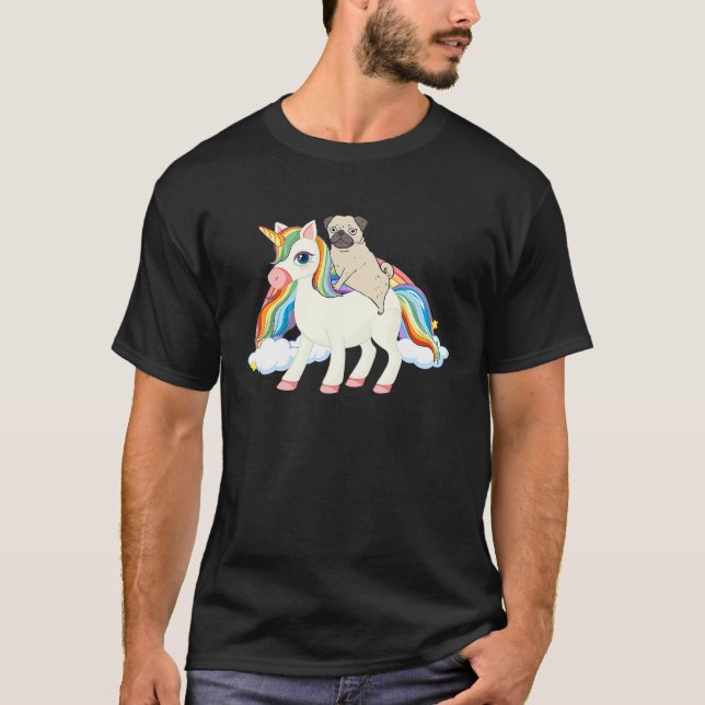 Rainbow Pug Unicorn Pug Themed  Pugicorn T Shirt (Framsida)