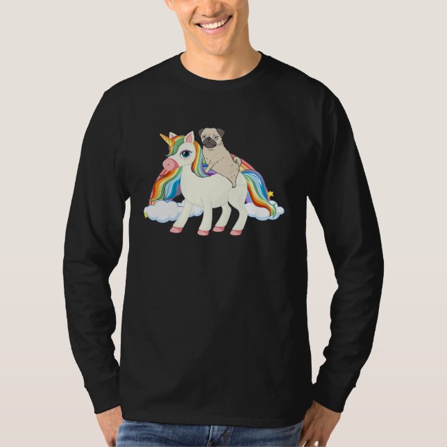 Rainbow Pug Unicorn Pug Themed  Pugicorn T Shirt (Framsida)