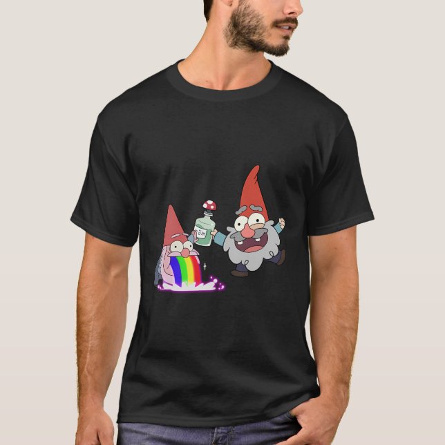 Rainbow Puking Party Gnome Gravity Inspired Big Di T Shirt (Framsida)