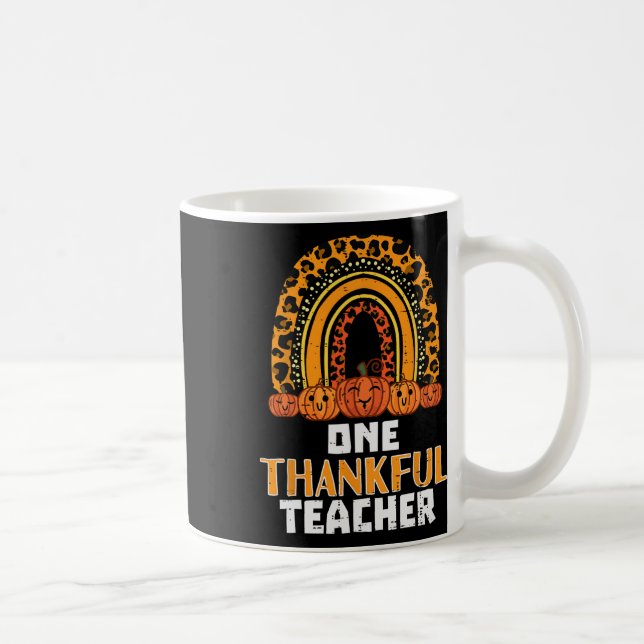 Rainbow Pumpkin One Thankful Teacher Fall Thanksgi Kaffemugg (Höger)