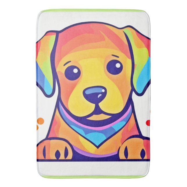 Rainbow Puppy Kärlek Badrumsmatta (Framsidan (Vertikal))