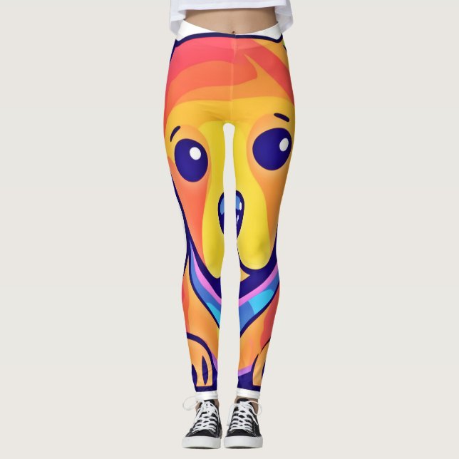Rainbow Puppy Kärlek Leggings (Framsida)