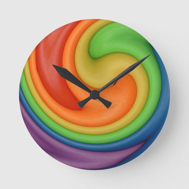 Rainbow Putty Swirl Candy Färg Rund Klocka (Framsida)