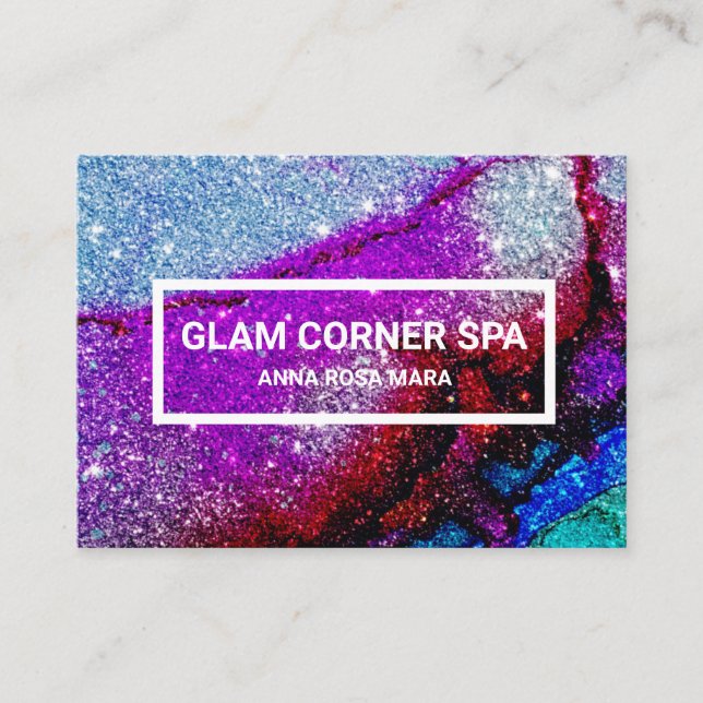 *~* Rainbow QR Glitter Glitz Glam Luxe Beauty Visitkort (Framsida)