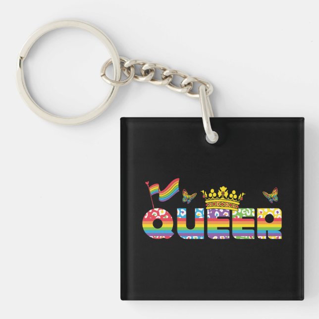 Rainbow Queer Krona med Flagga och Butterflies (Framsidan)