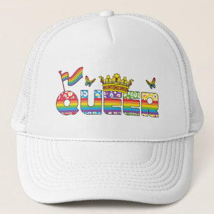 Rainbow Queer Krona med Flagga och Butterflies Keps