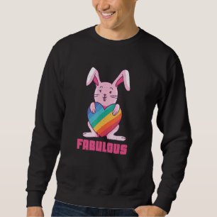 Rainbow Rabbit Bunny Fabulous Gay Lgbtq Lgbt Pride Lång Ärmad Tröja