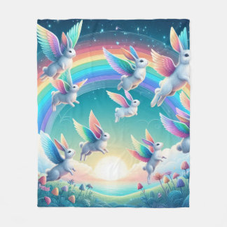Rainbow Rabbits Blanket Fleecefilt