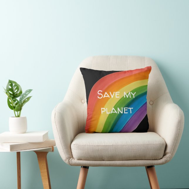 RAINBOW Rädda min planet (anpassningsbar) Kudde (Stol)