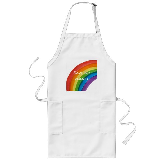 RAINBOW Rädda min planet (anpassningsbar) Långt Förkläde (Framsidan)