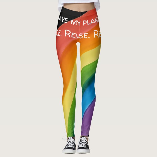 RAINBOW Rädda min planet (anpassningsbar) Leggings (Framsida)