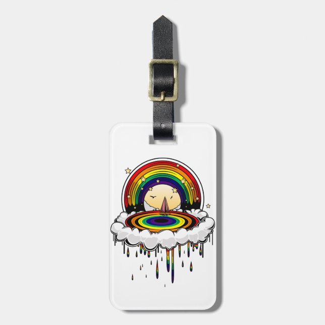Rainbow Rain Bagagebricka (Vertikal Framsida)