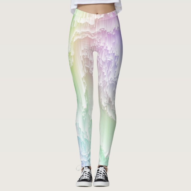 Rainbow Rain Glitch Leggings (Framsida)