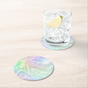 Rainbow Rain Glitch Underlägg Papper Rund