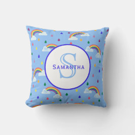 Rainbow Rain Storm Personlig Monogram Kudde