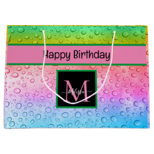 Rainbow Raindrops Monogram Birthday