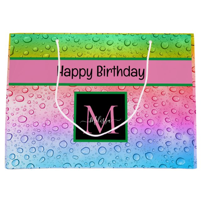 Rainbow Raindrops Monogram Birthday (Framsidan)
