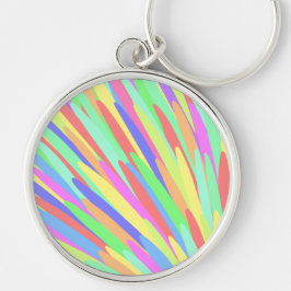Rainbow Rand Abstract Design Rund Silverfärgad Nyckelring