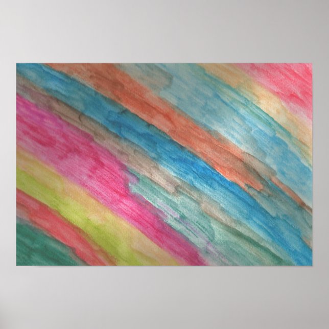 Rainbow Rand Abstrakt Watercolor Art Poster   (Framsidan)
