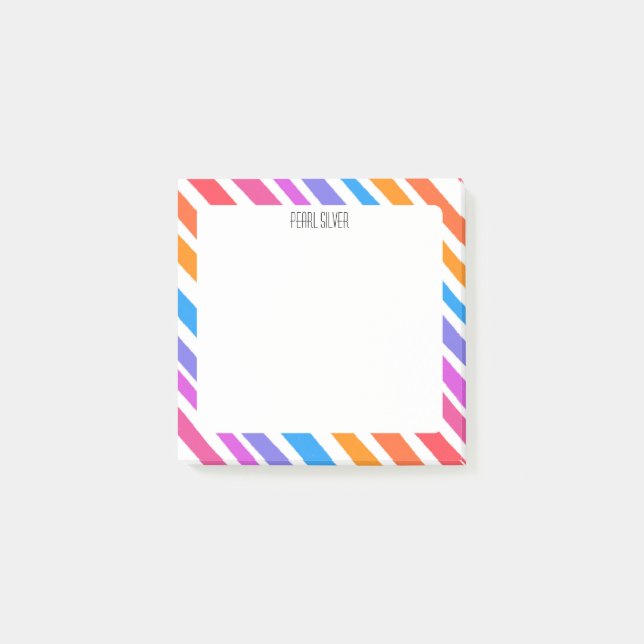 Rainbow Rand ANPASSNINGSBAR Chic  Monogram Personl Post-it Block (Framsida)