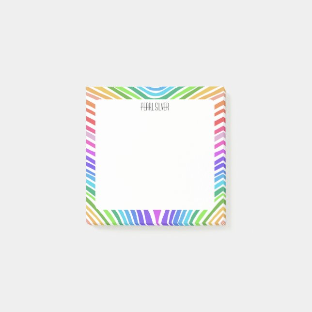 Rainbow Rand ANPASSNINGSBAR Chic  Monogram Personl Post-it Block (Framsida)