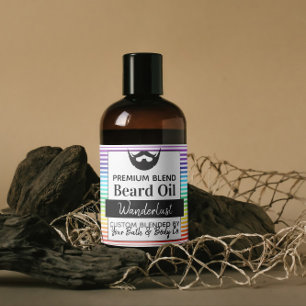 Rainbow Rand Beard Oil Label with Ingredients Klistermärken