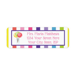 Rainbow Rand Candy Lollipop Roligt Party Returadress Etikett