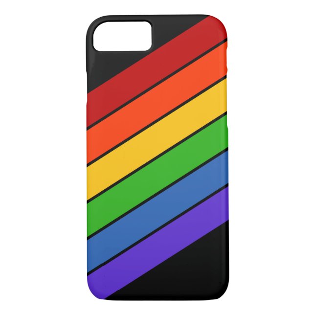 Rainbow Rand Diagonal Black Case-Mate iPhone Skal (Baksida)