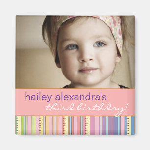 Rainbow Rand & Dots Birthday Photo Magnet