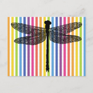 Rainbow rand dragonfly Kryp Insekt Silhouette Vykort