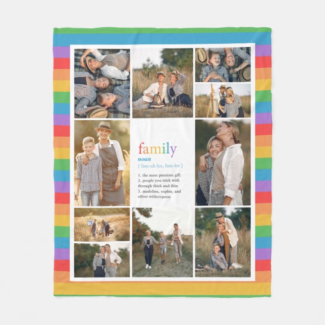Rainbow Rand Family Definition Photo Collage Fleecefilt (Framsidan)