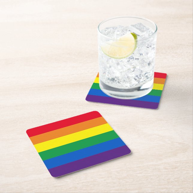 Rainbow rand färg Lgbt gay flagga Underlägg Papper Kvadrat (Insitu)