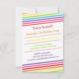 Rainbow Rand Födelsedagsfest - 3 x 5-inbjudan Inbjudningar