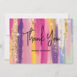 Rainbow Rand med Faux Guld Glitter Tack Kort