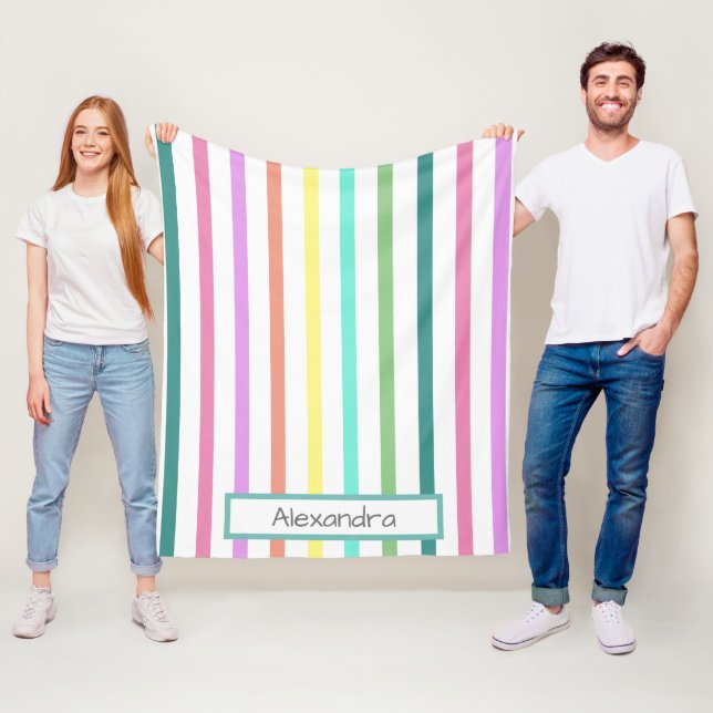 Rainbow Rand med Namn Fleecefilt (På plats)