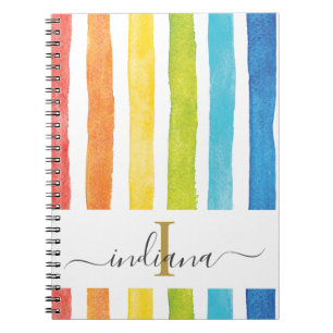 Rainbow Rand Monogram Cursive Script Anteckningsbok