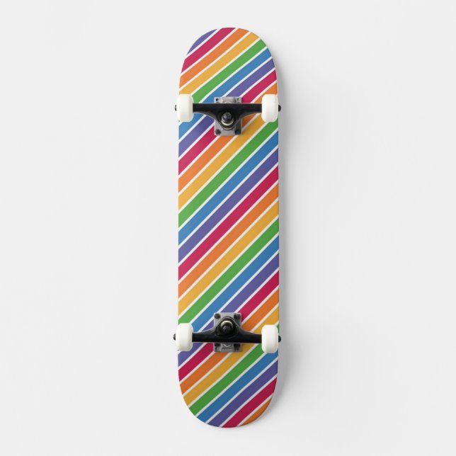 Rainbow Rand Mönster Mini Skateboard Bräda 18,5 Cm (Framsida)