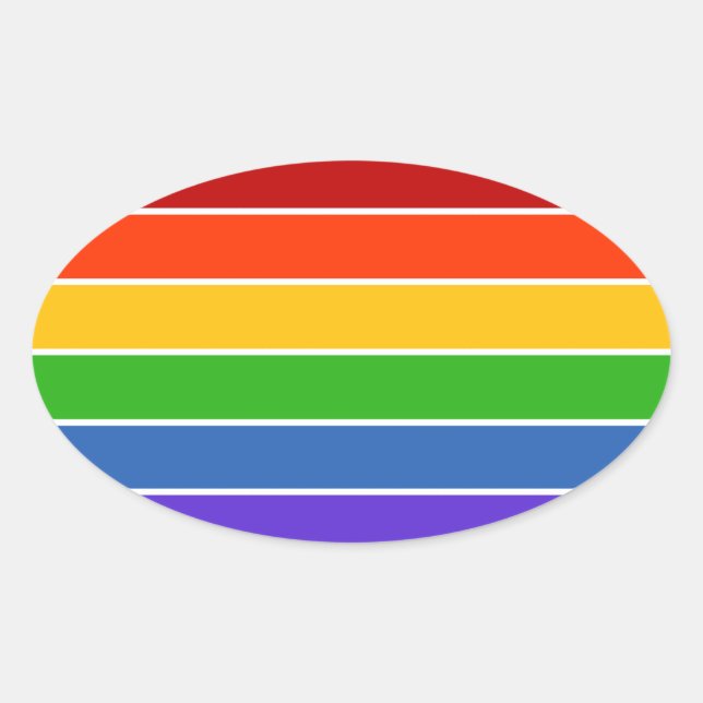 Rainbow Rand Ovalt Klistermärke (Framsida)